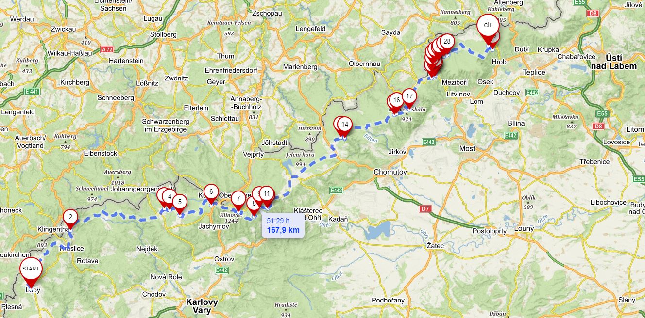 Mapa Hor Přechod Krušných hor - blog.pod7kilo.cz krušné hory